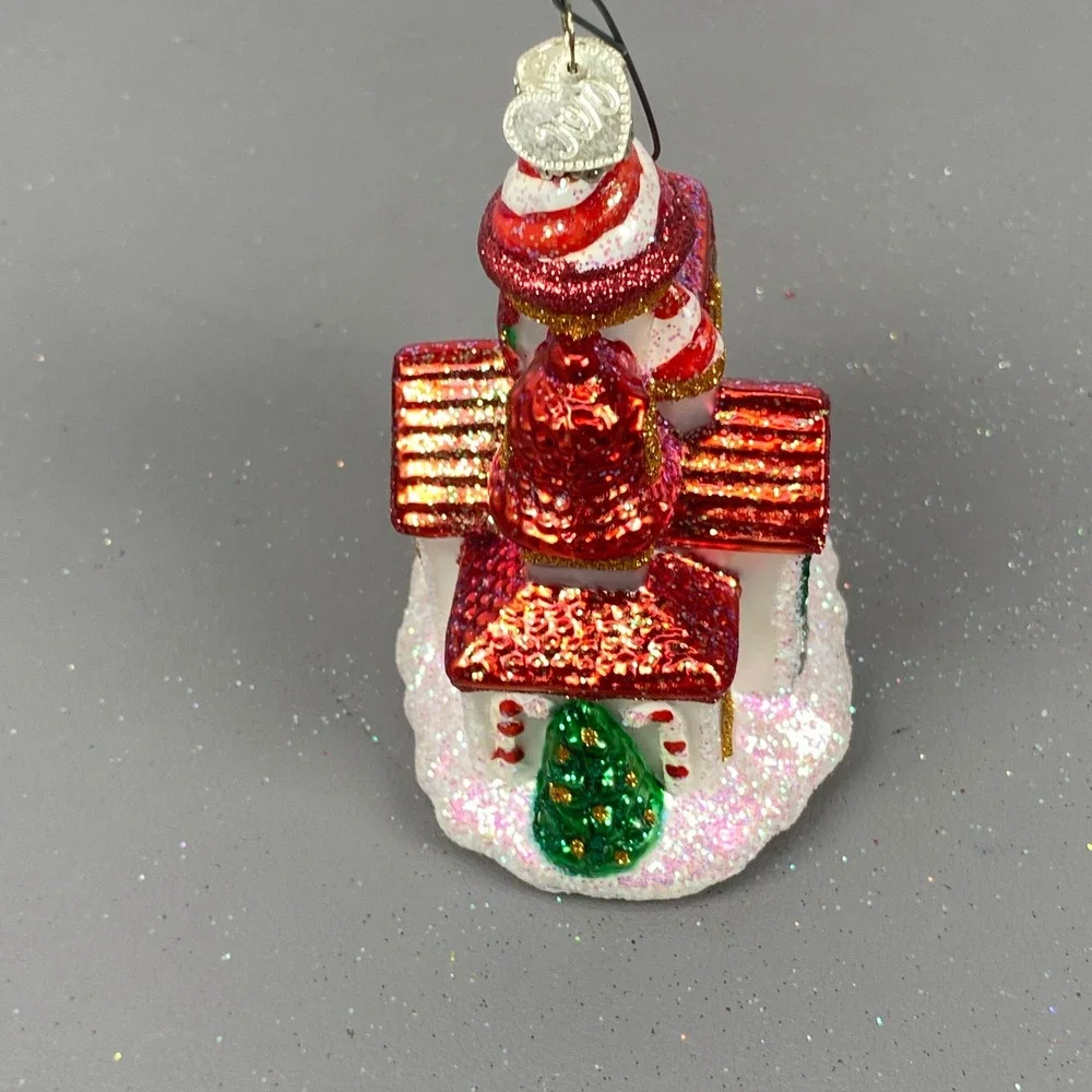 Old World Christmas Glass Ornaments Santa Claus and Gingerbread House Set of 2